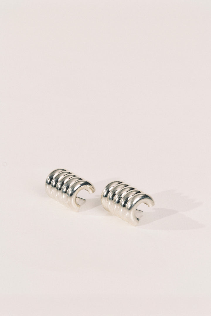 Hollyhock Silver Earrings Large