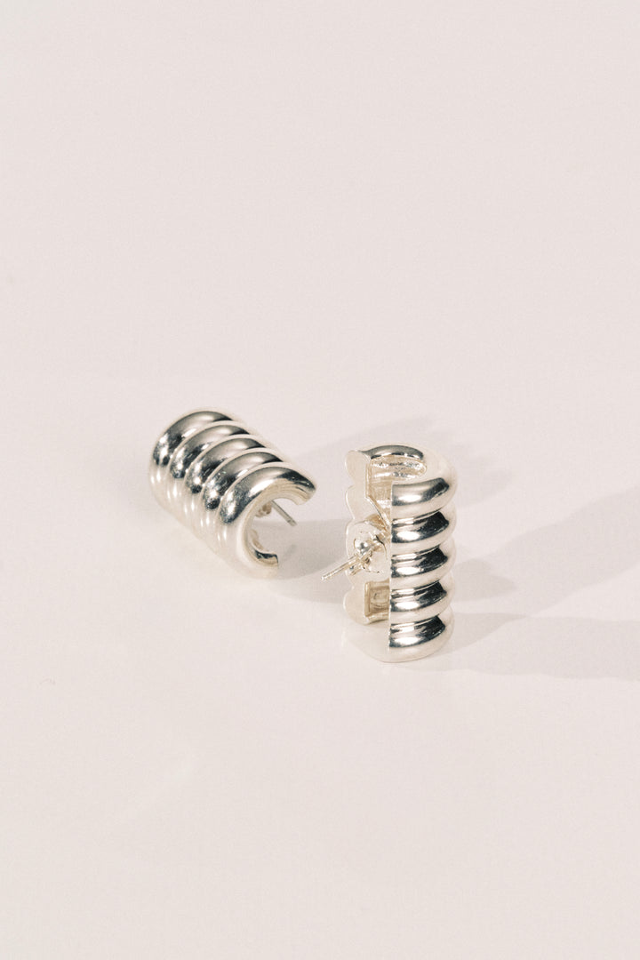 Hollyhock Silver Earrings Large