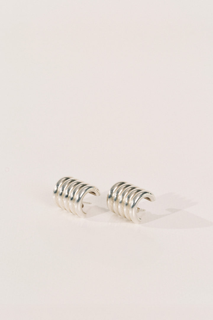 Hollyhock Silver Earrings Medium
