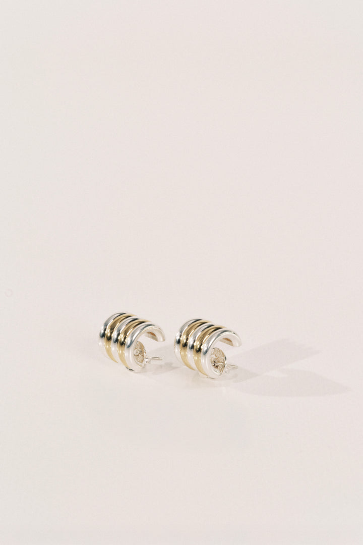 Hollyhock Mixed Metal Earrings Small