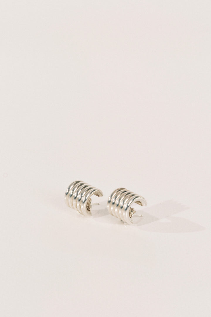 Hollyhock Silver Earrings Small