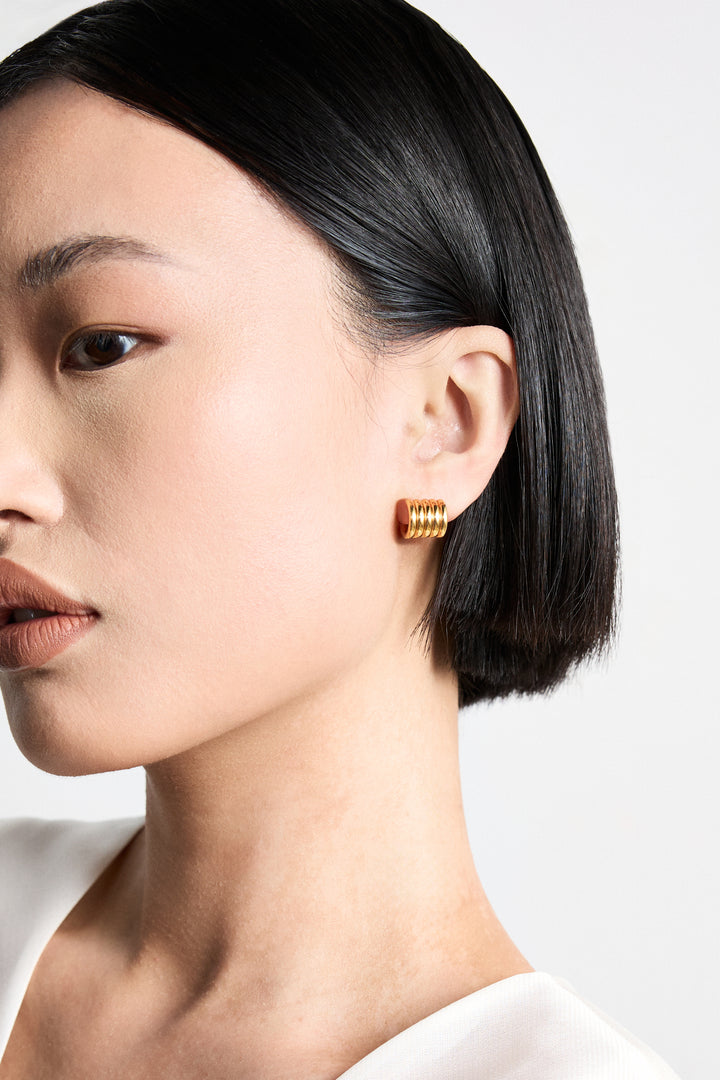 Hollyhock Small Earrings Gold