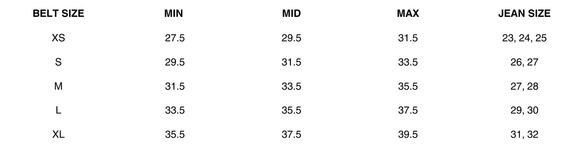 Medora size chart