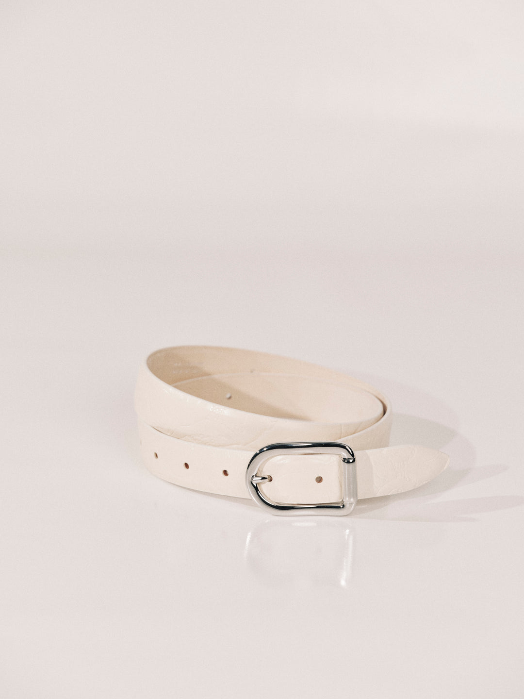Mija Floral Ivory Embossed Leather Silver