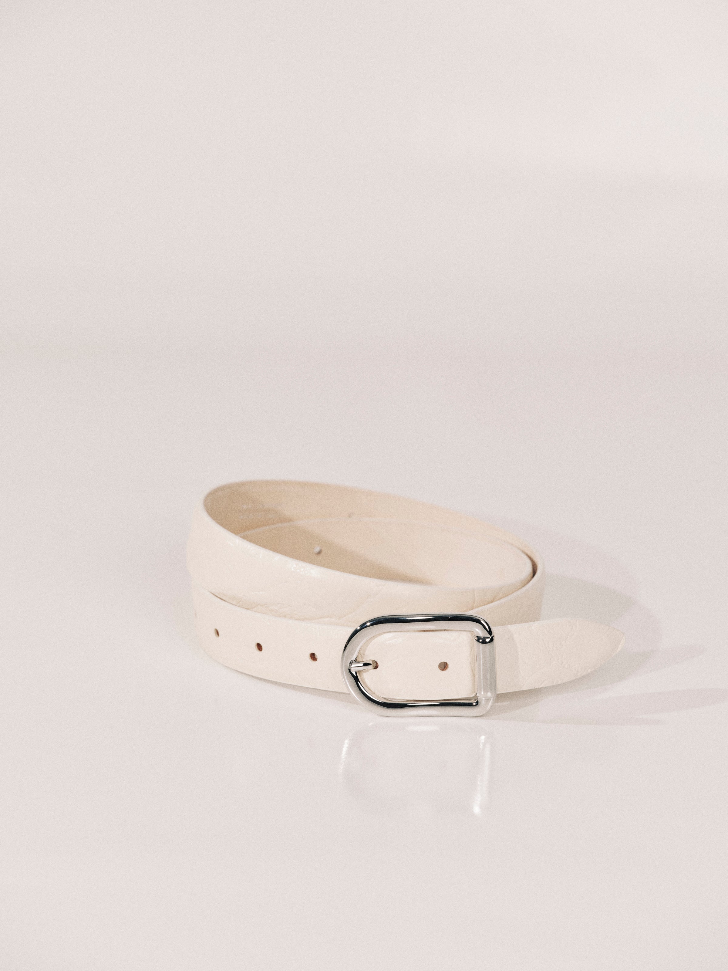 Mija Floral Ivory Embossed Leather Silver