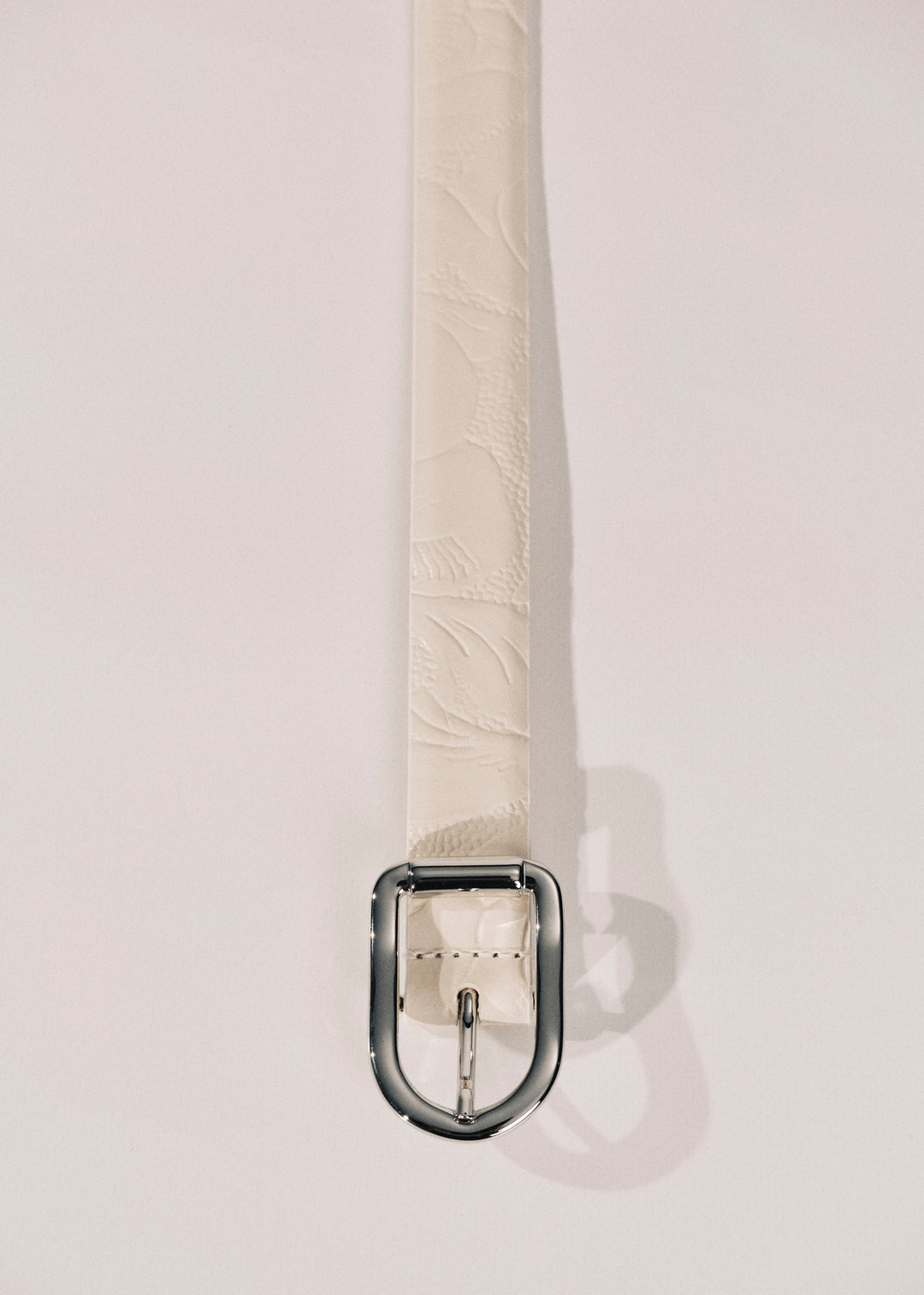 Mija Floral Ivory Embossed Leather Silver
