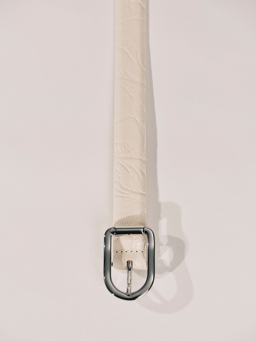 Mija Floral Ivory Embossed Leather Silver