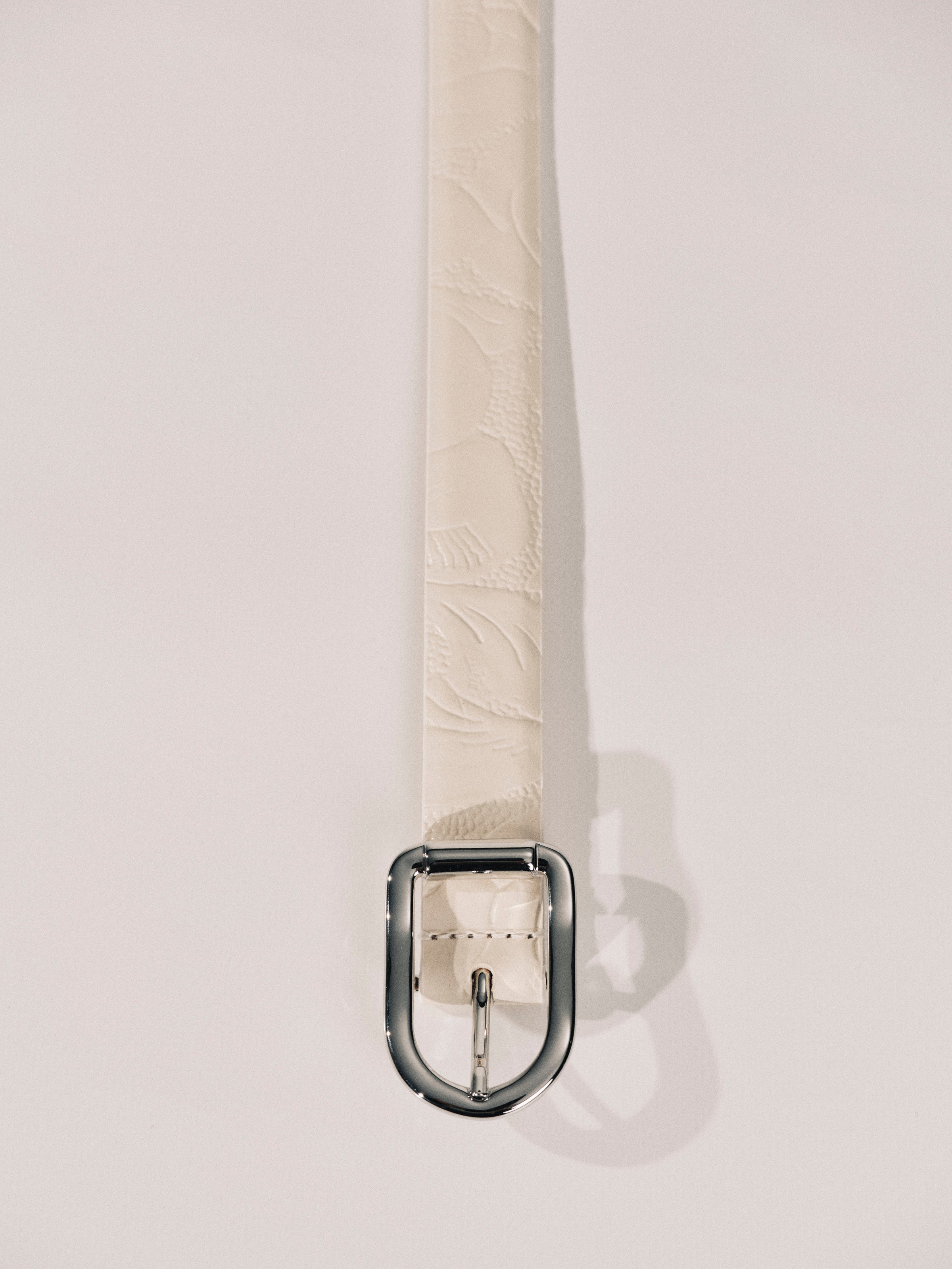 Mija Floral Ivory Embossed Leather Silver
