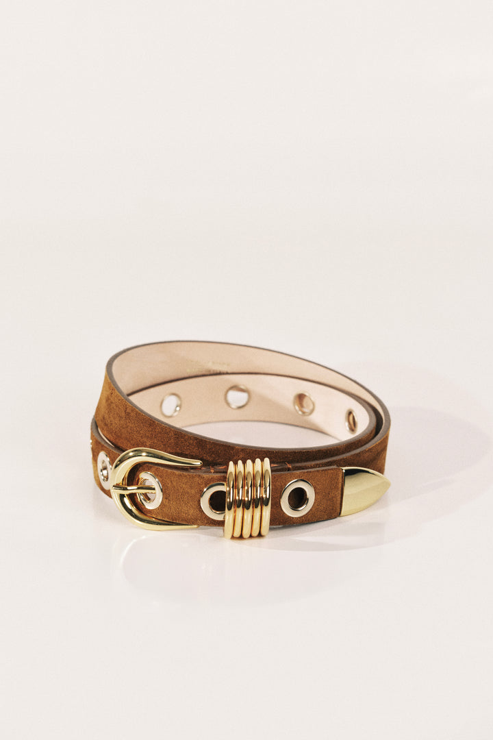 Hollyhock 10 Rivet Suede Gold