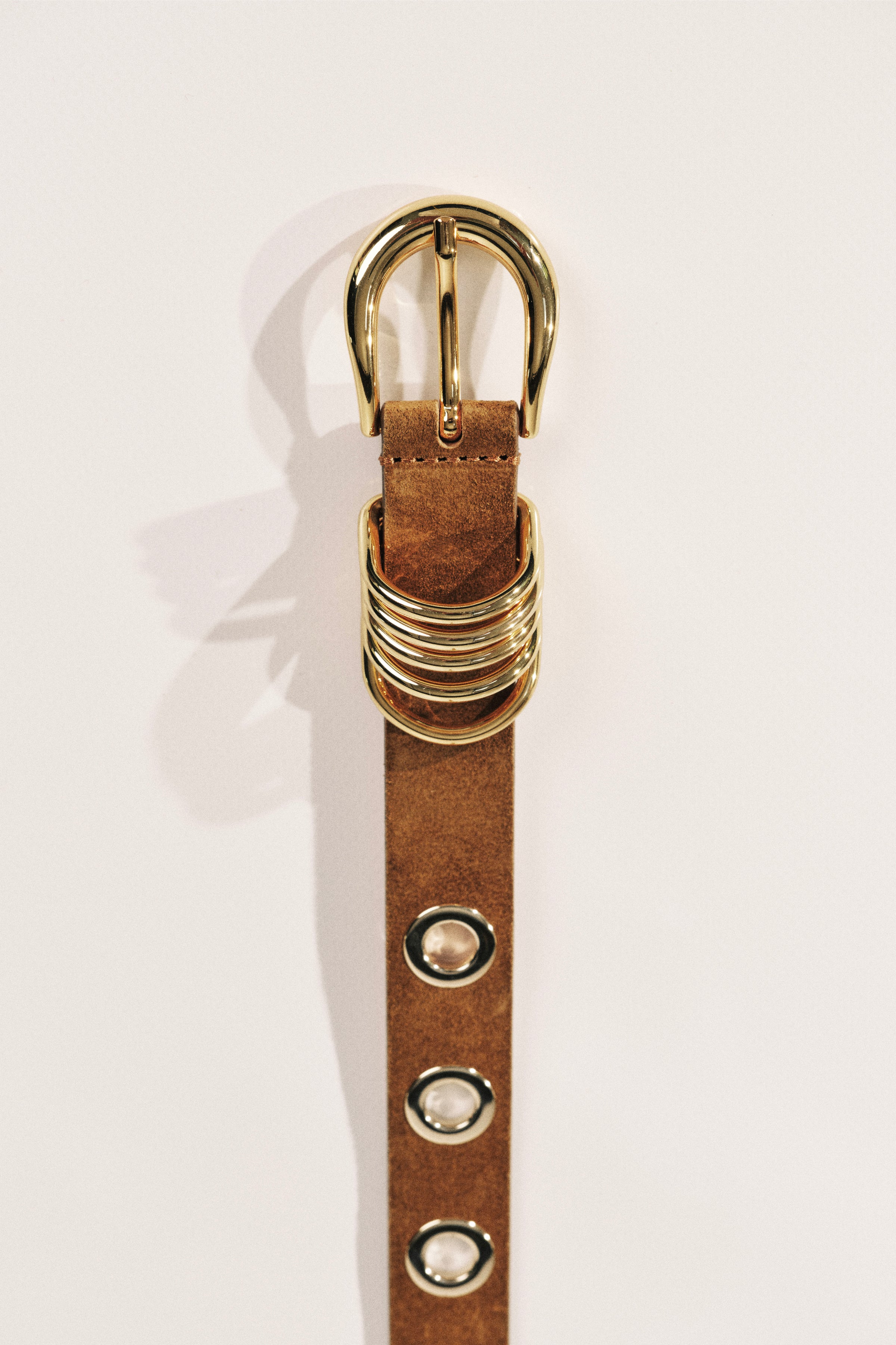 Hollyhock 10 Rivet Ochre Suede Gold