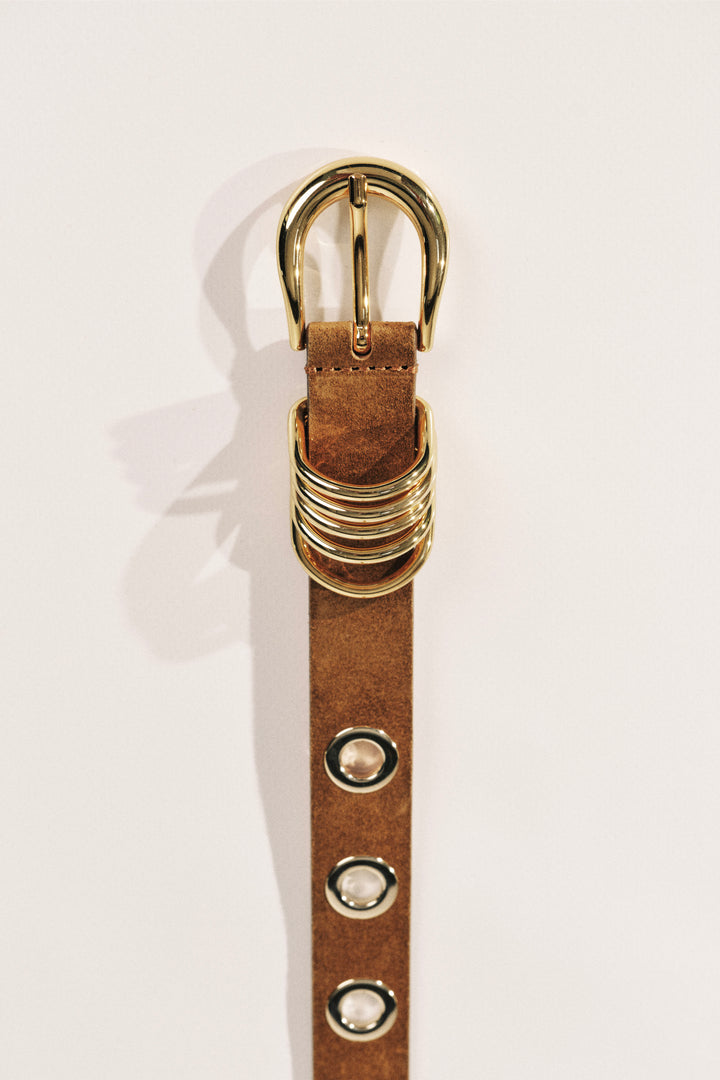 10 Rivet Suede Gold