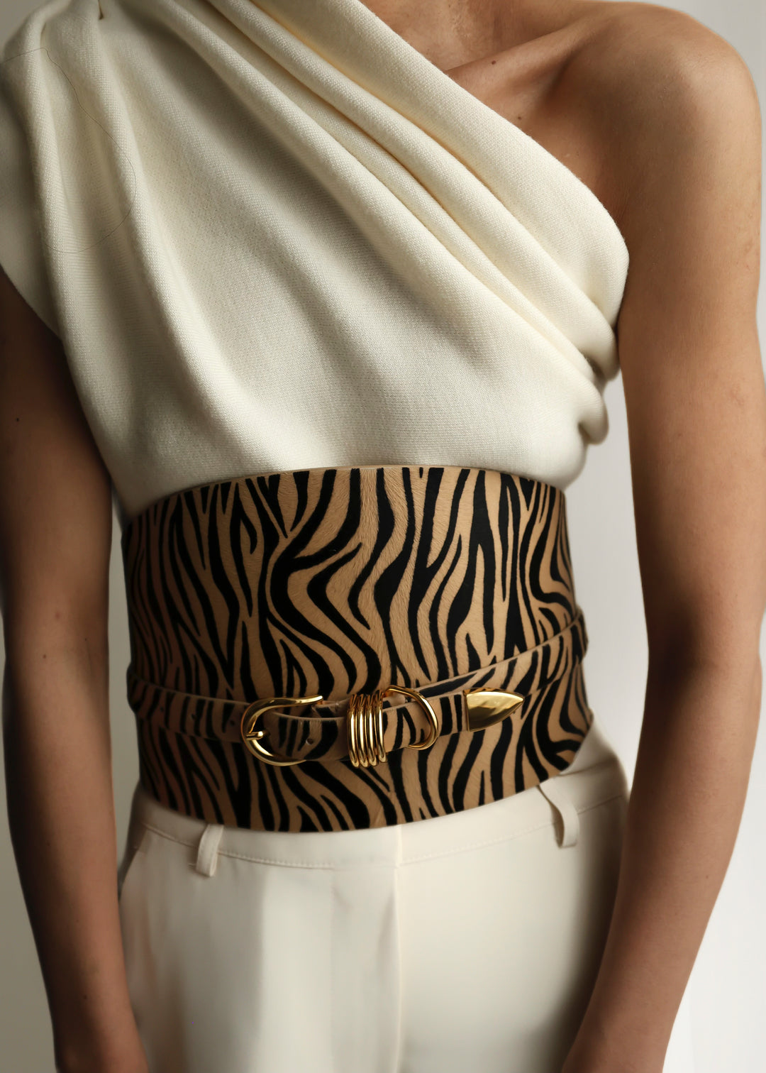 Bodice Belt Zebra Calf Hair Gold