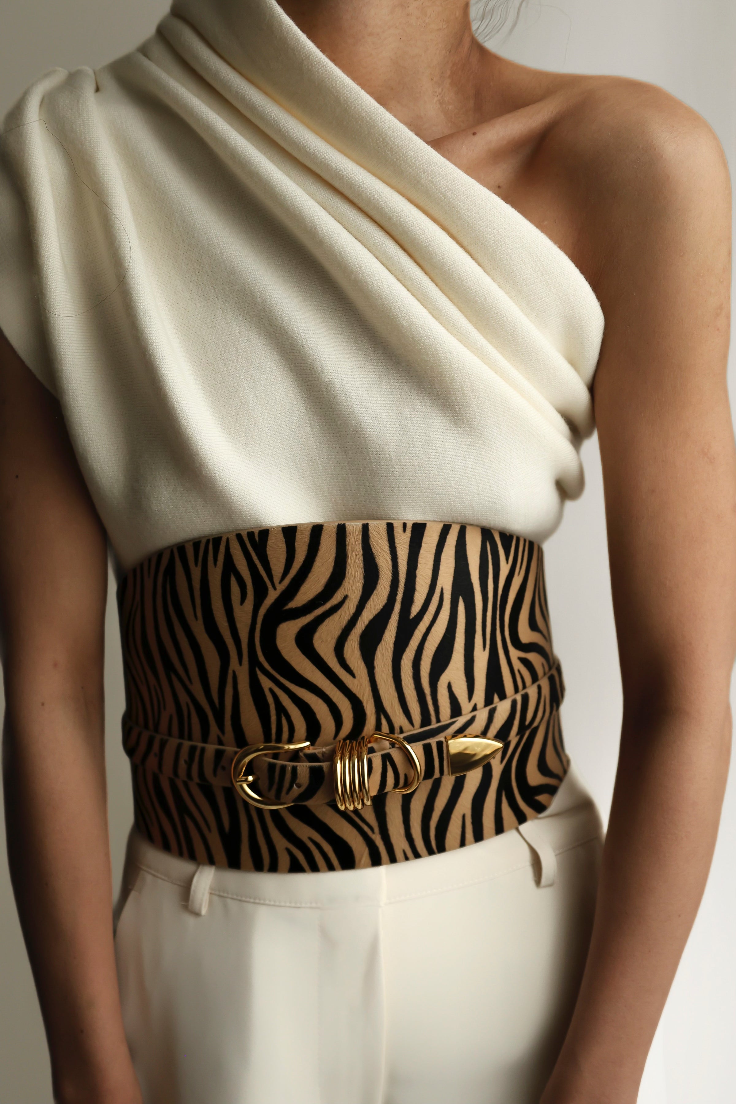 Bodice Belt Zebra Calf Hair Gold