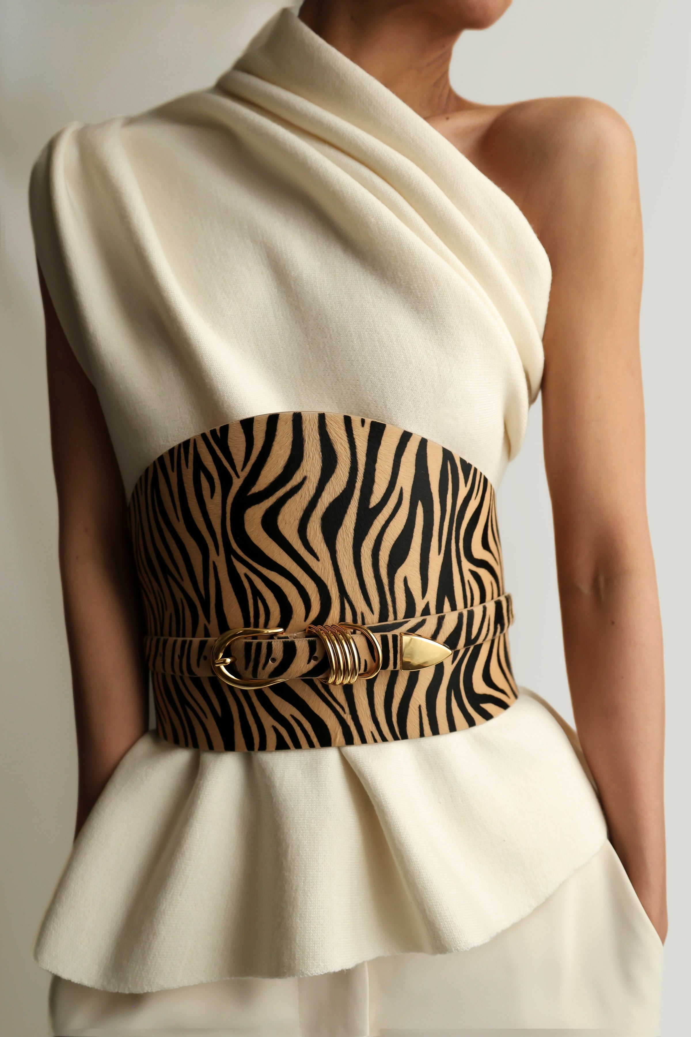 Bodice Belt Zebra Calf Hair Gold