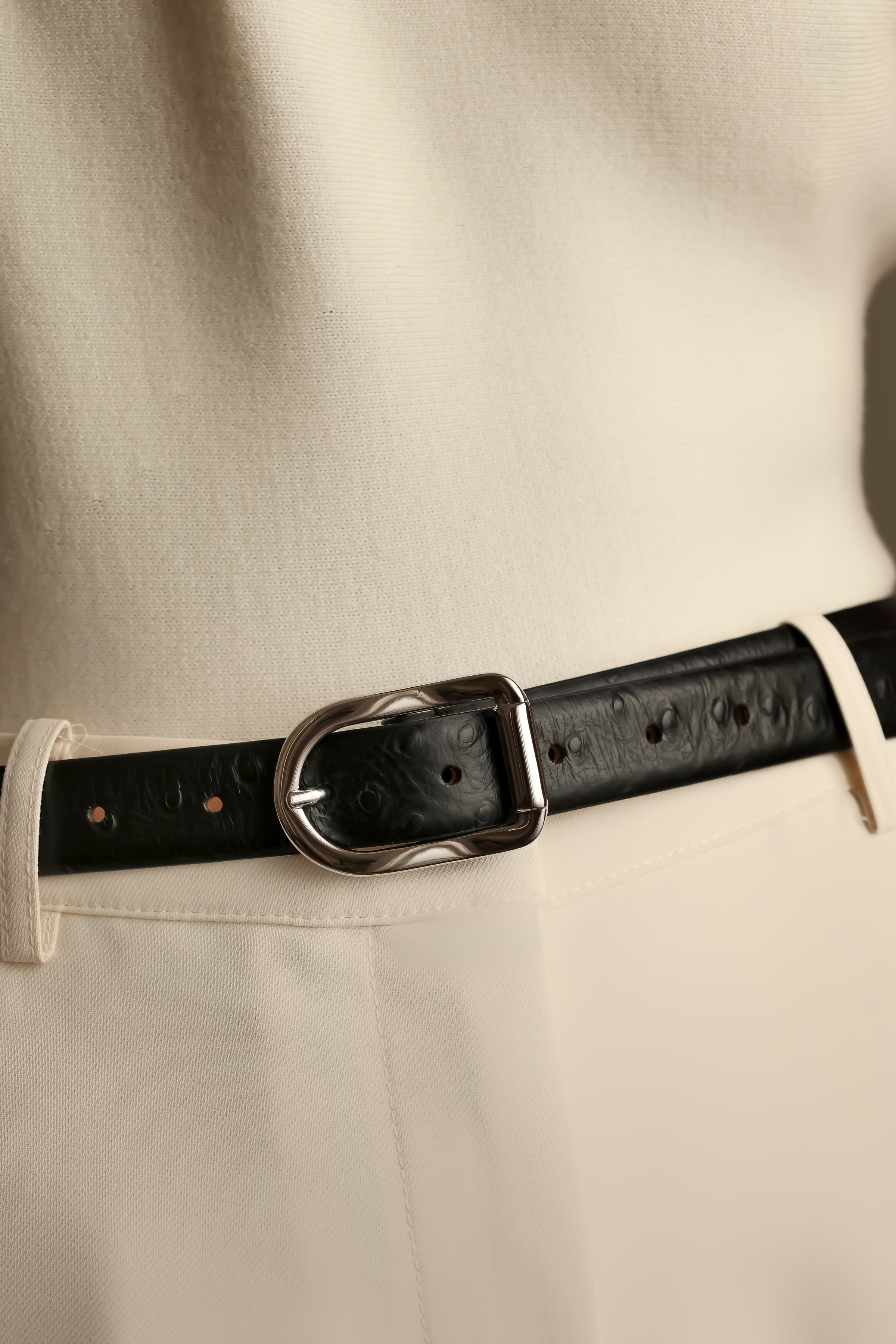Mija Black Ostrich Silver