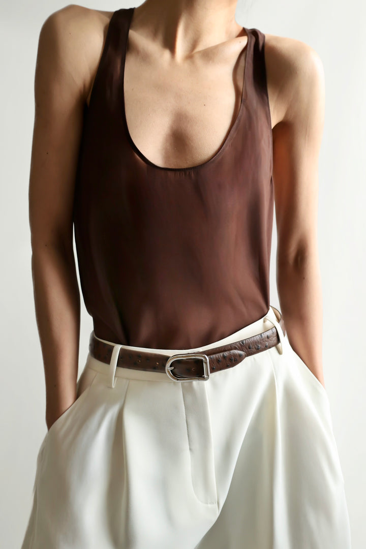 Mija Brown Ostrich Silver