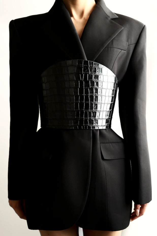 Undone Corset Black Alligator