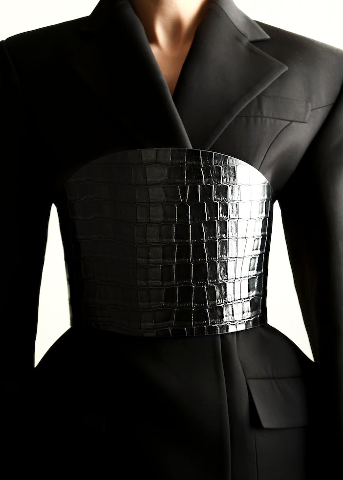 Undone Corset Black Alligator