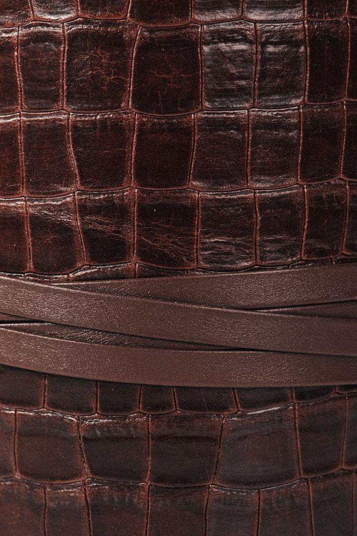 Undone Corset Dark Brown Alligator