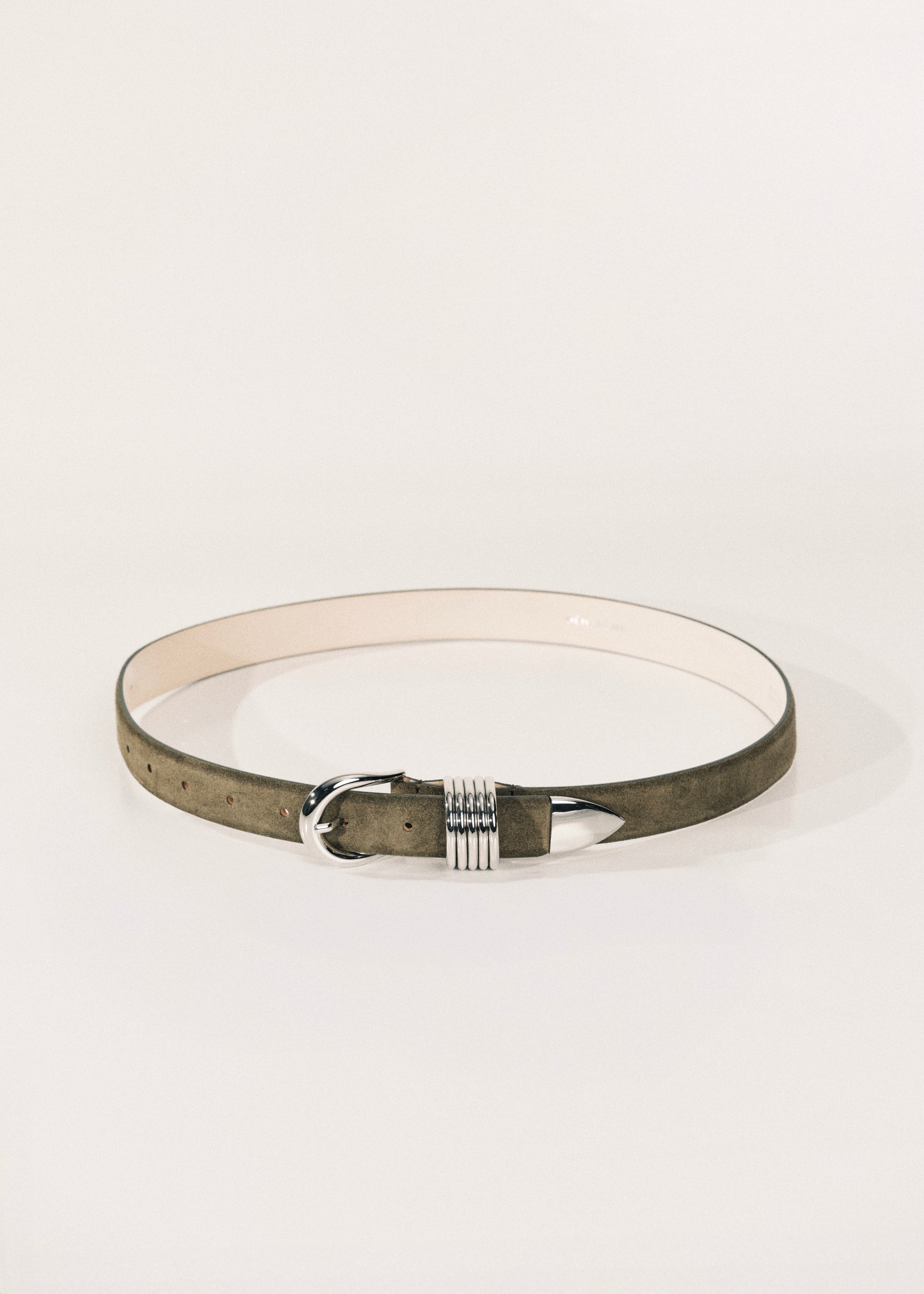 Hollyhock Olive Suede Silver