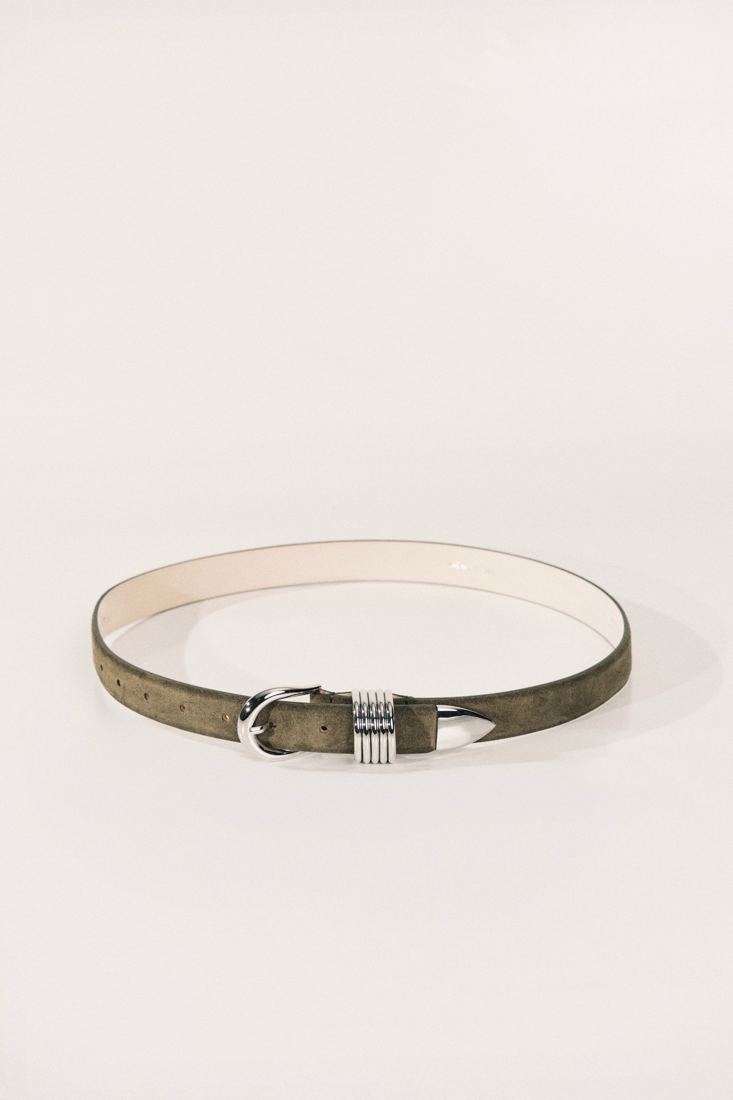 Hollyhock Olive Suede Silver