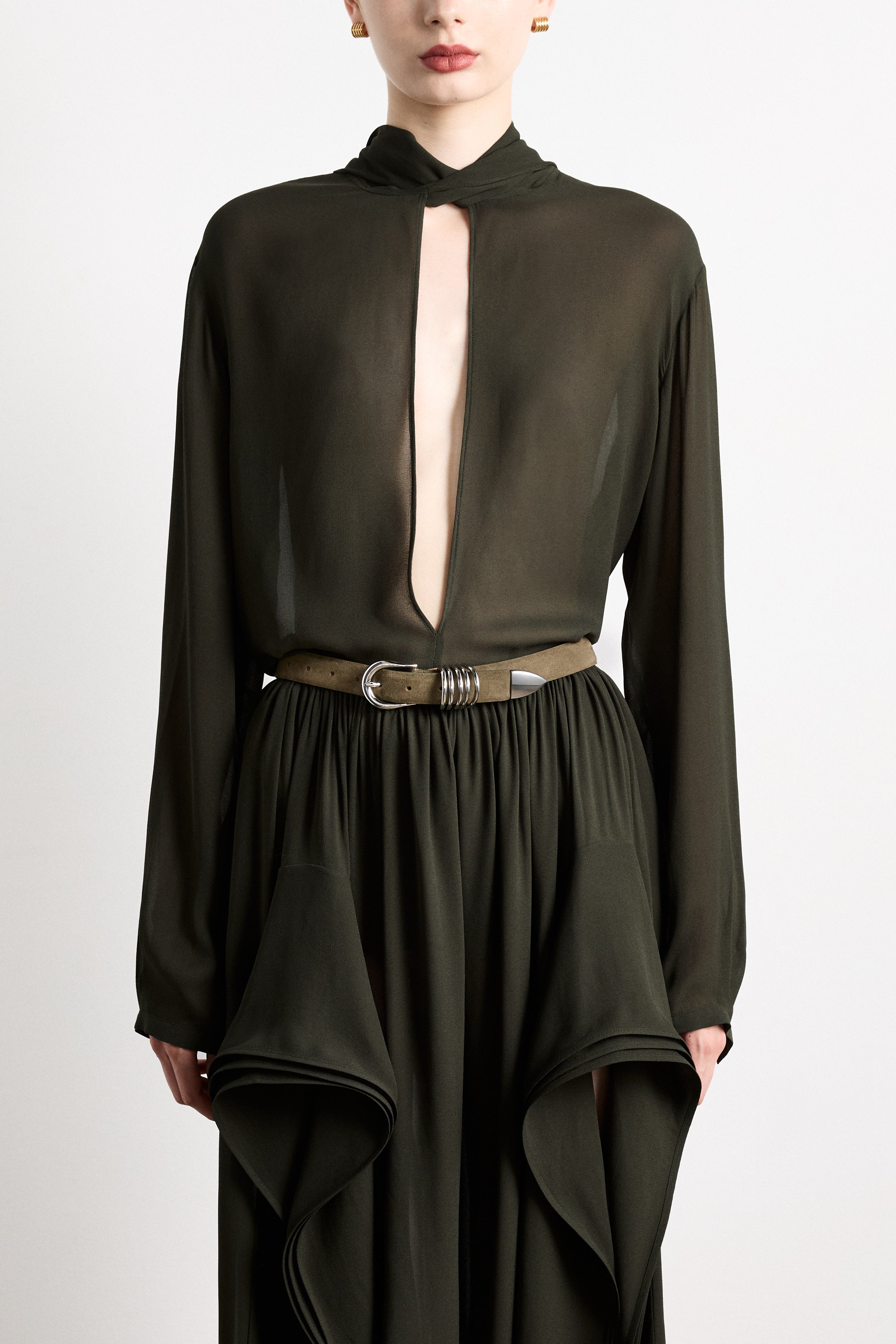 Hollyhock Olive Suede Silver