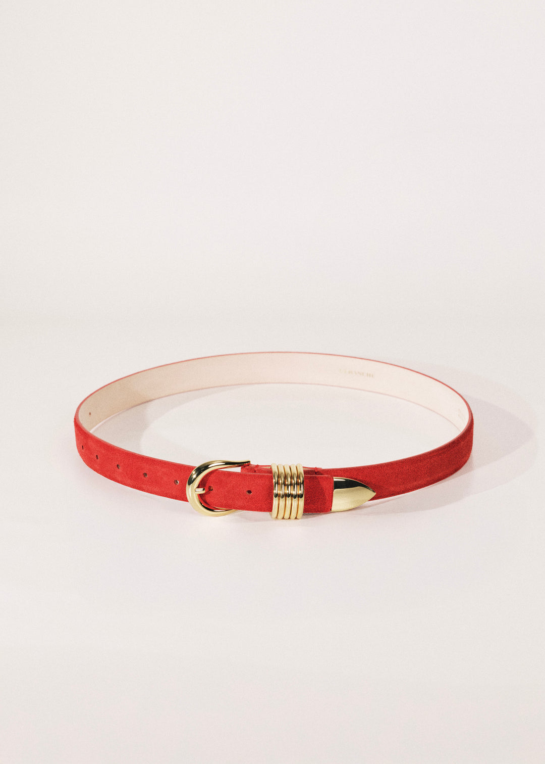 Hollyhock Poppy Red Suede Gold