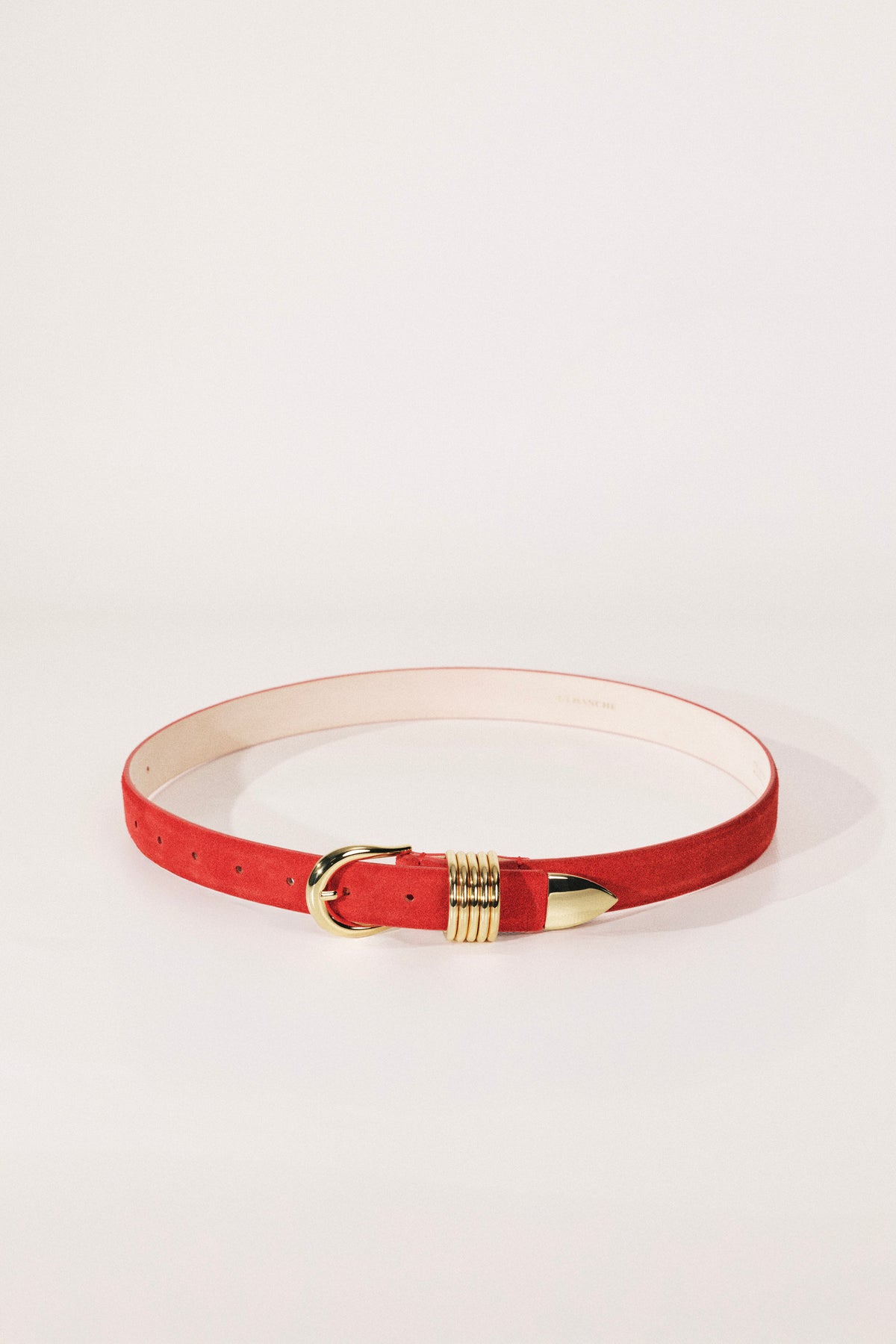 Hollyhock Poppy Red Suede Gold