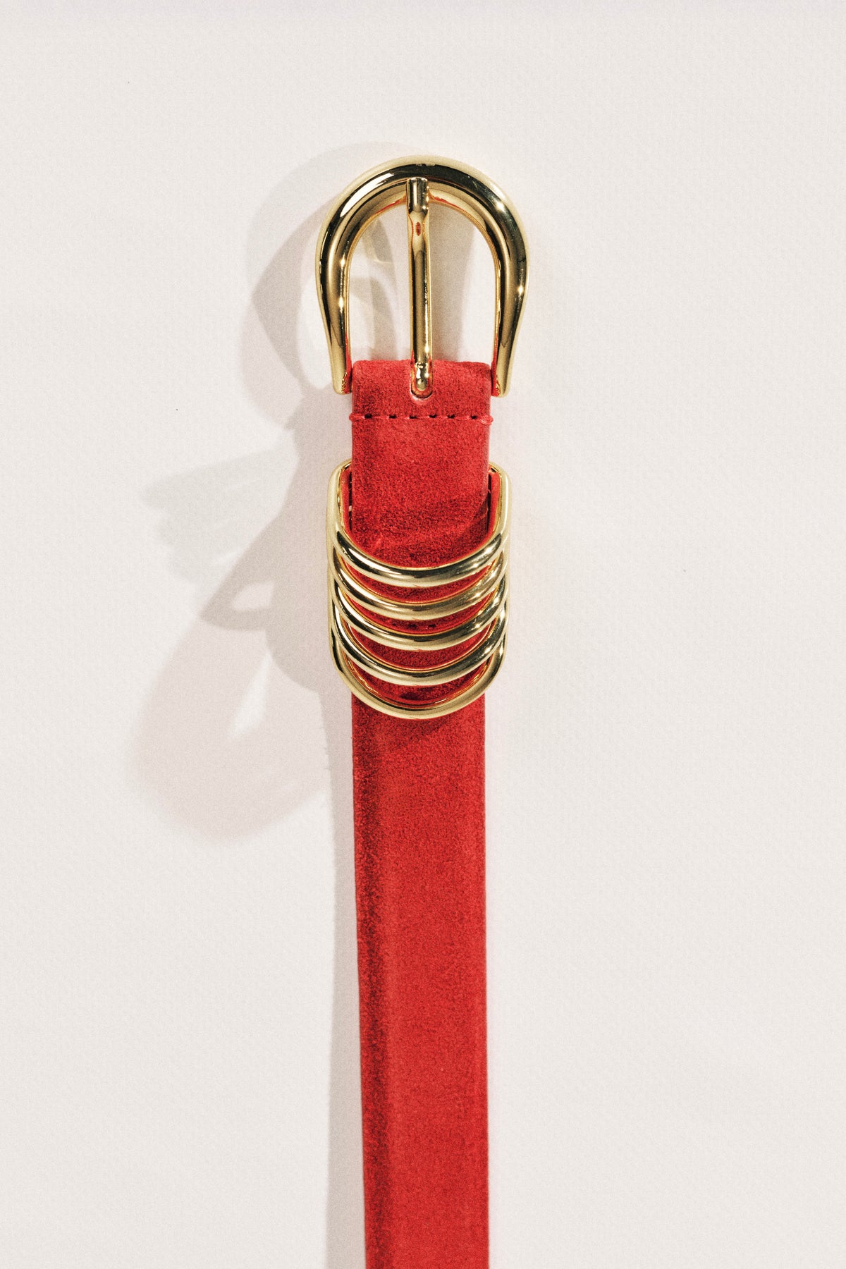 Hollyhock Poppy Red Suede Gold