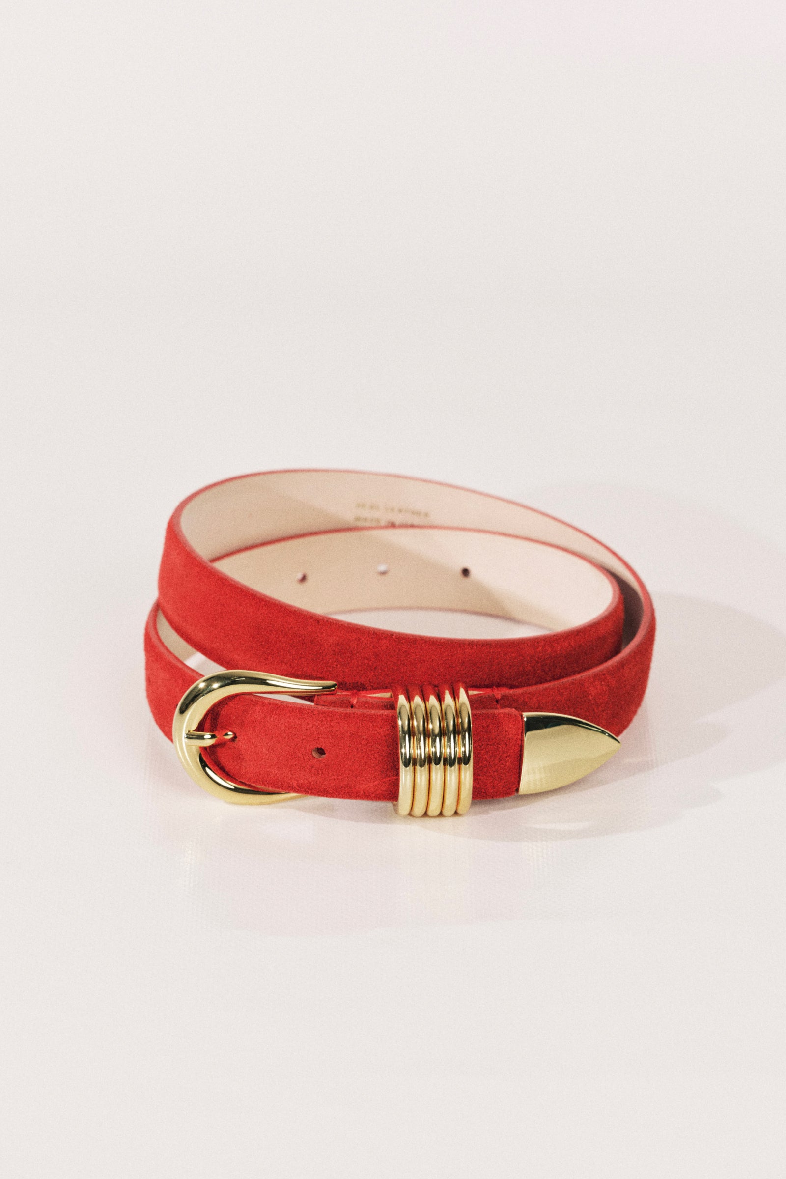 Hollyhock Poppy Red Suede Gold