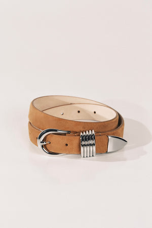Hollyhock Caramel Suede Silver