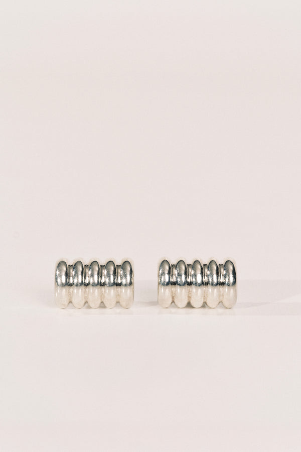 Hollyhock Silver Earrings Large