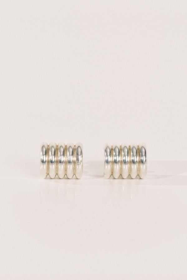 Hollyhock Silver Earrings Medium