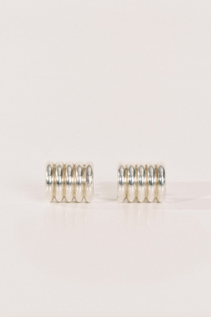 Hollyhock Silver Earrings Medium