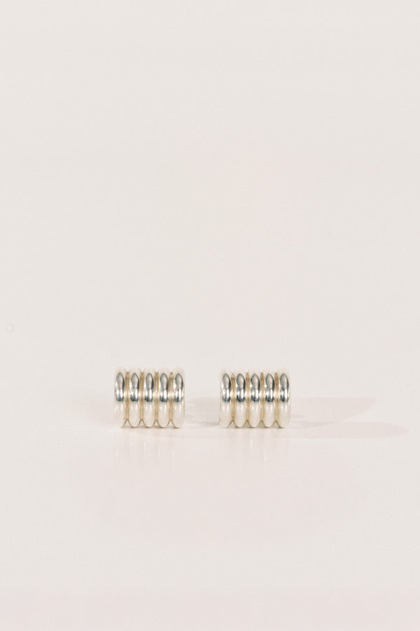 Hollyhock Silver Earrings Medium