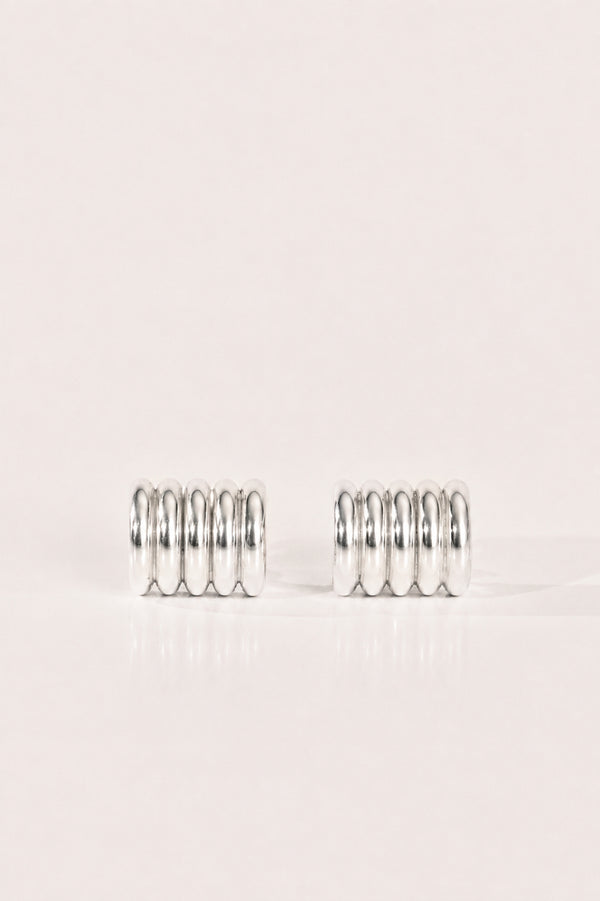 Hollyhock Silver Earrings Medium