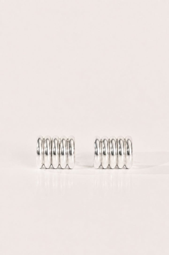 Hollyhock Silver Earrings Medium