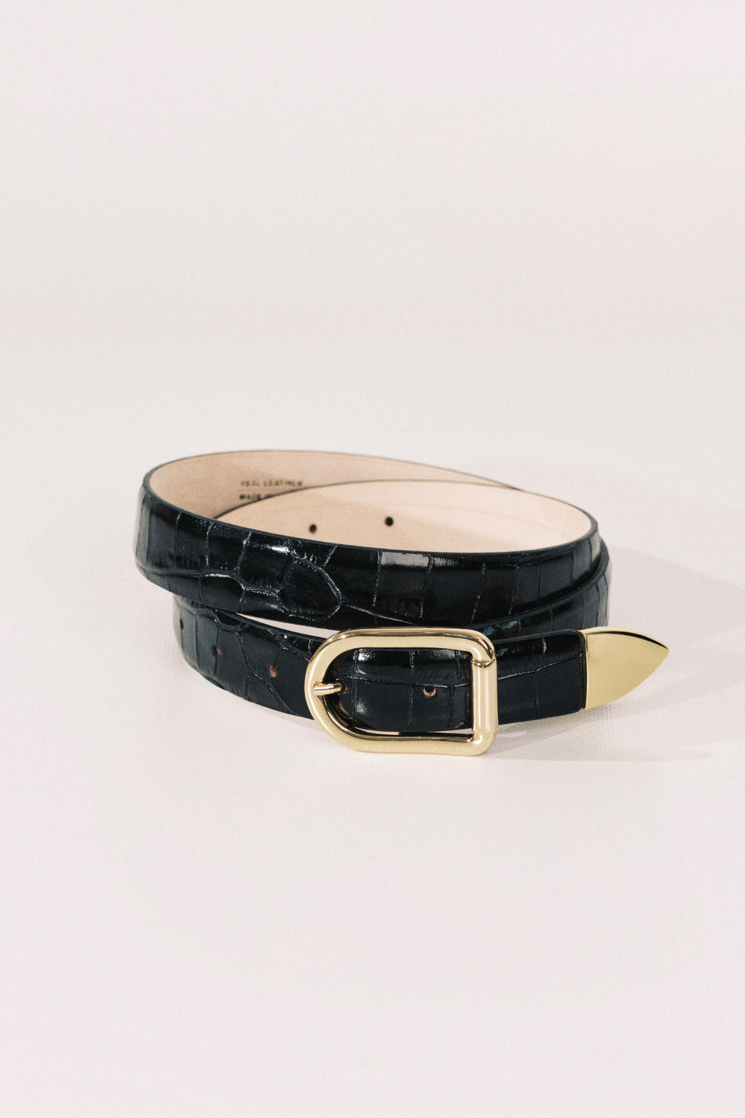 Mija Black Croco Gold Tip
