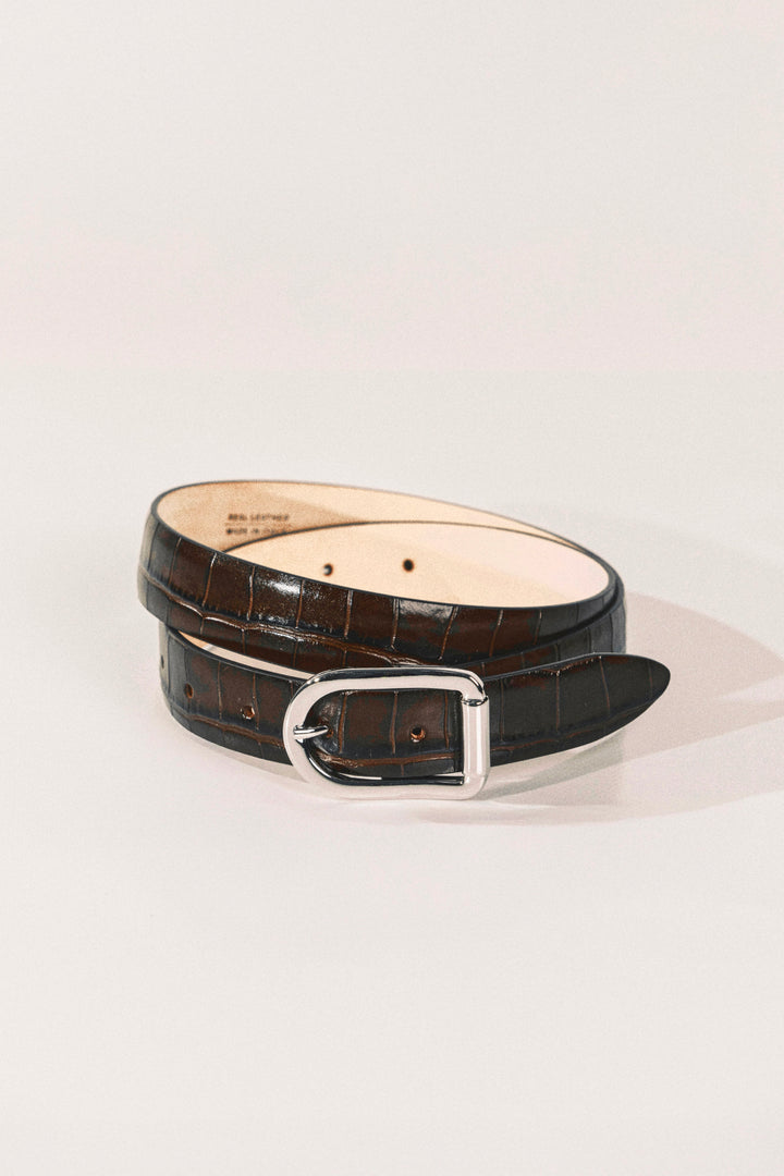 Mija Dark Chocolate Croco Silver