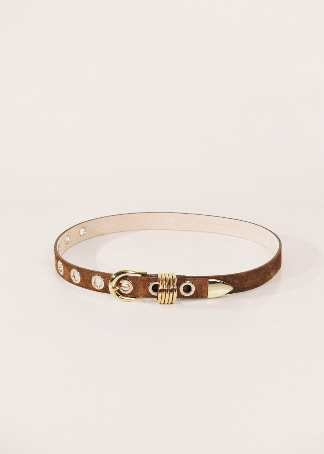 Hollyhock 10 Rivet Ochre Suede Gold