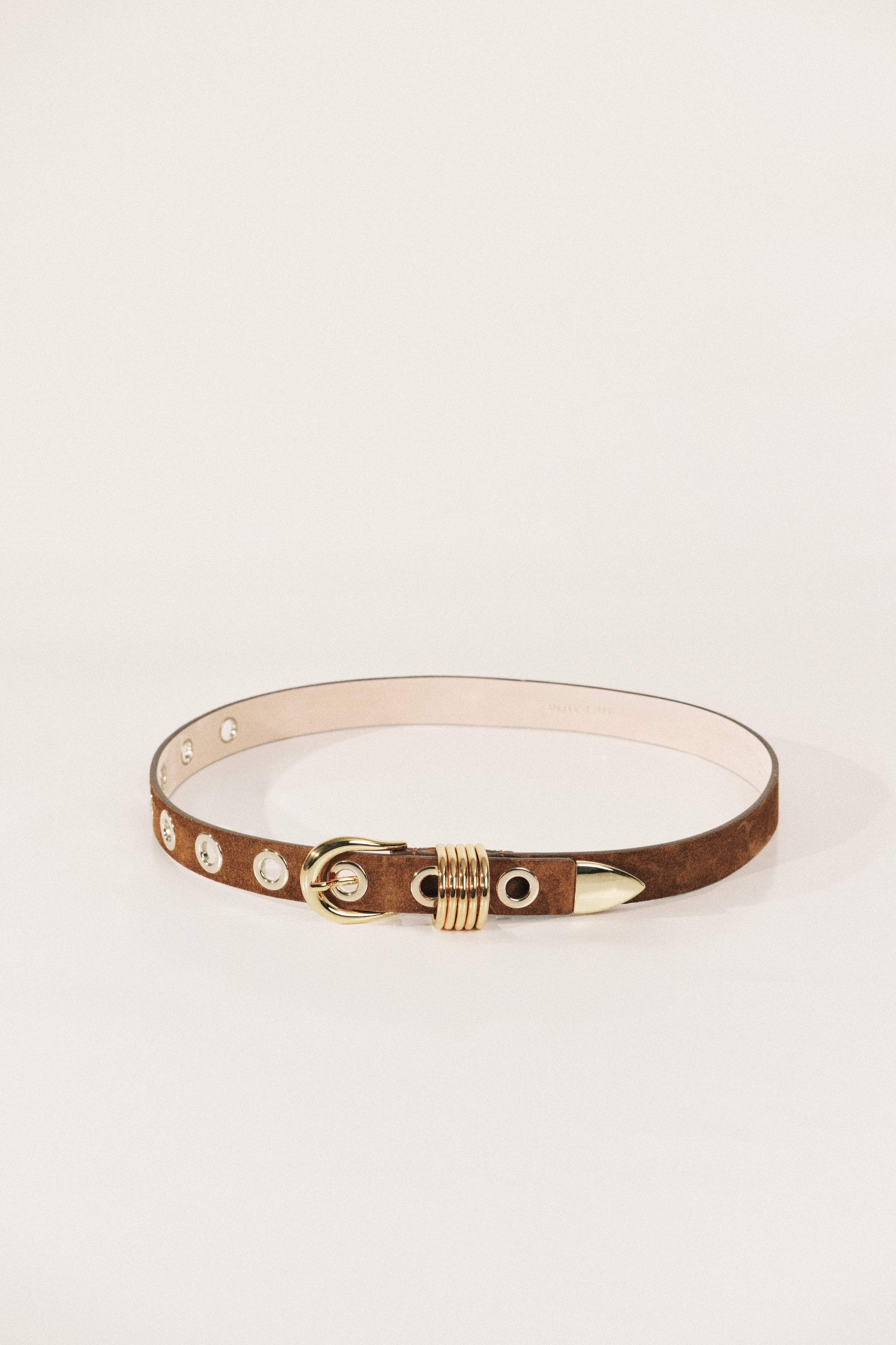 Hollyhock 10 Rivet Ochre Suede Gold