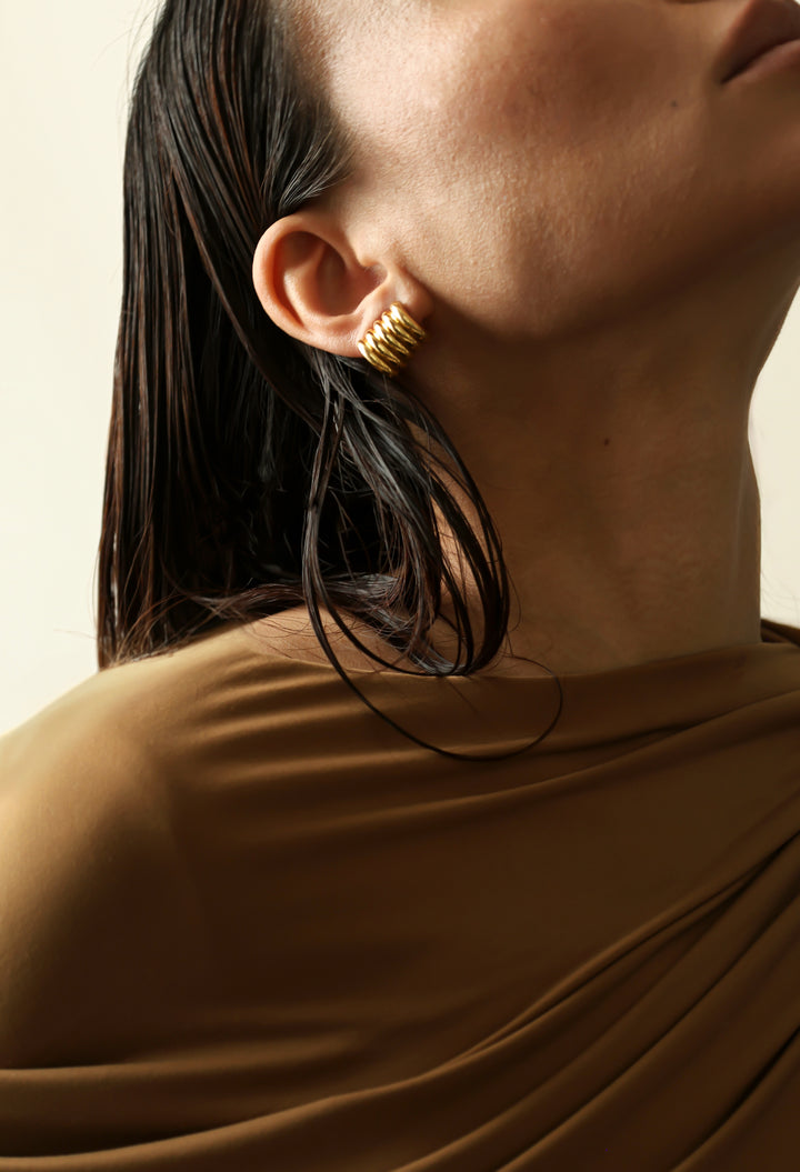 Hollyhock Gold Earrings Medium