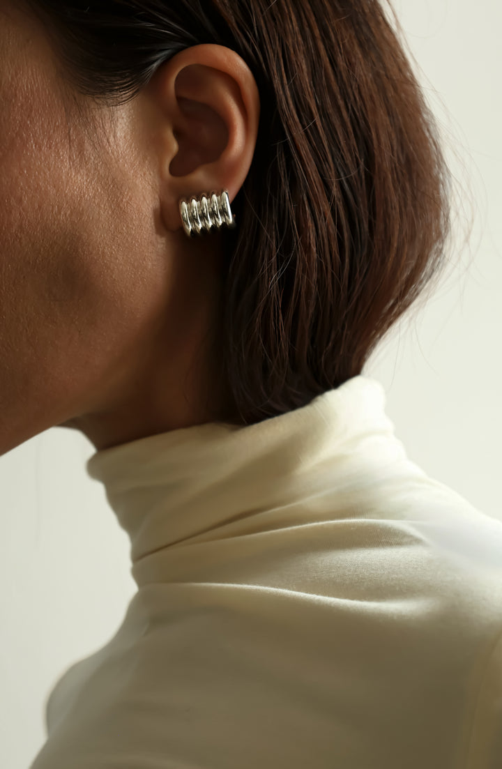 Hollyhock Silver Earrings Medium