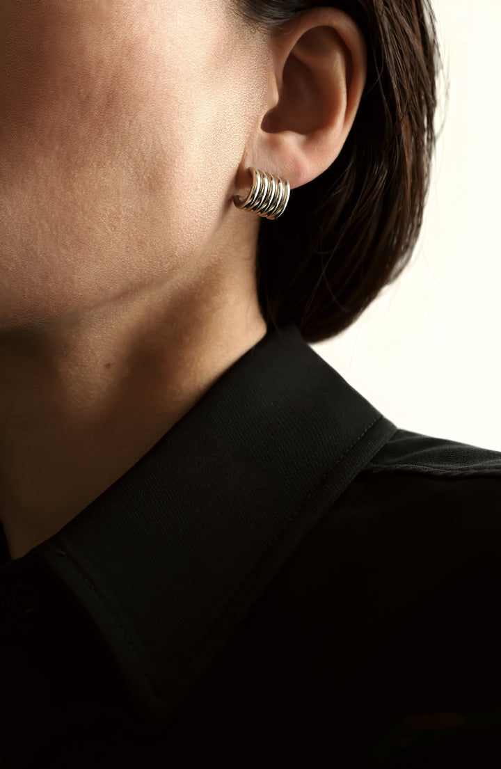 Hollyhock Silver Earrings Small