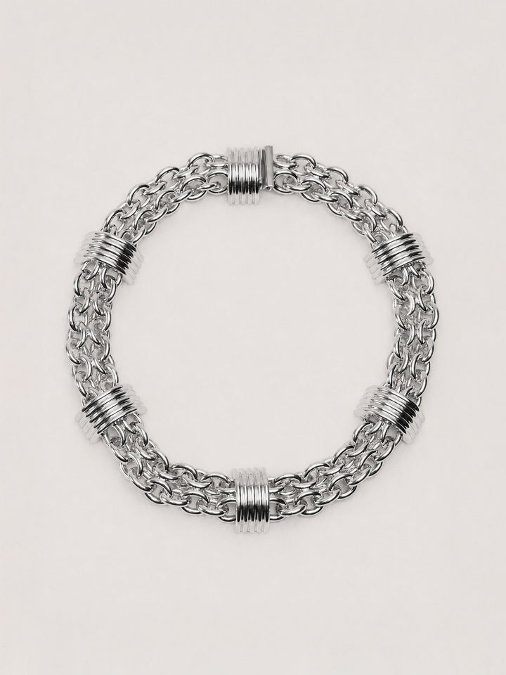 Hollyhock Chain Necklace Silver