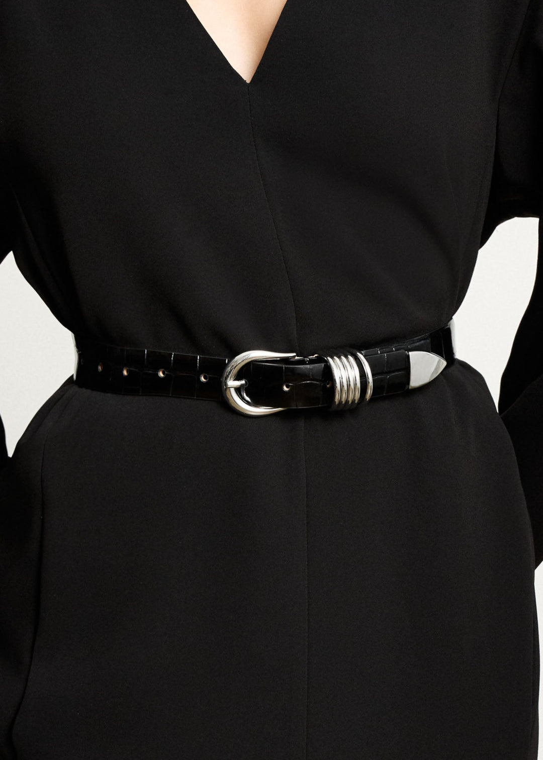 Hollyhock Black Croco Silver