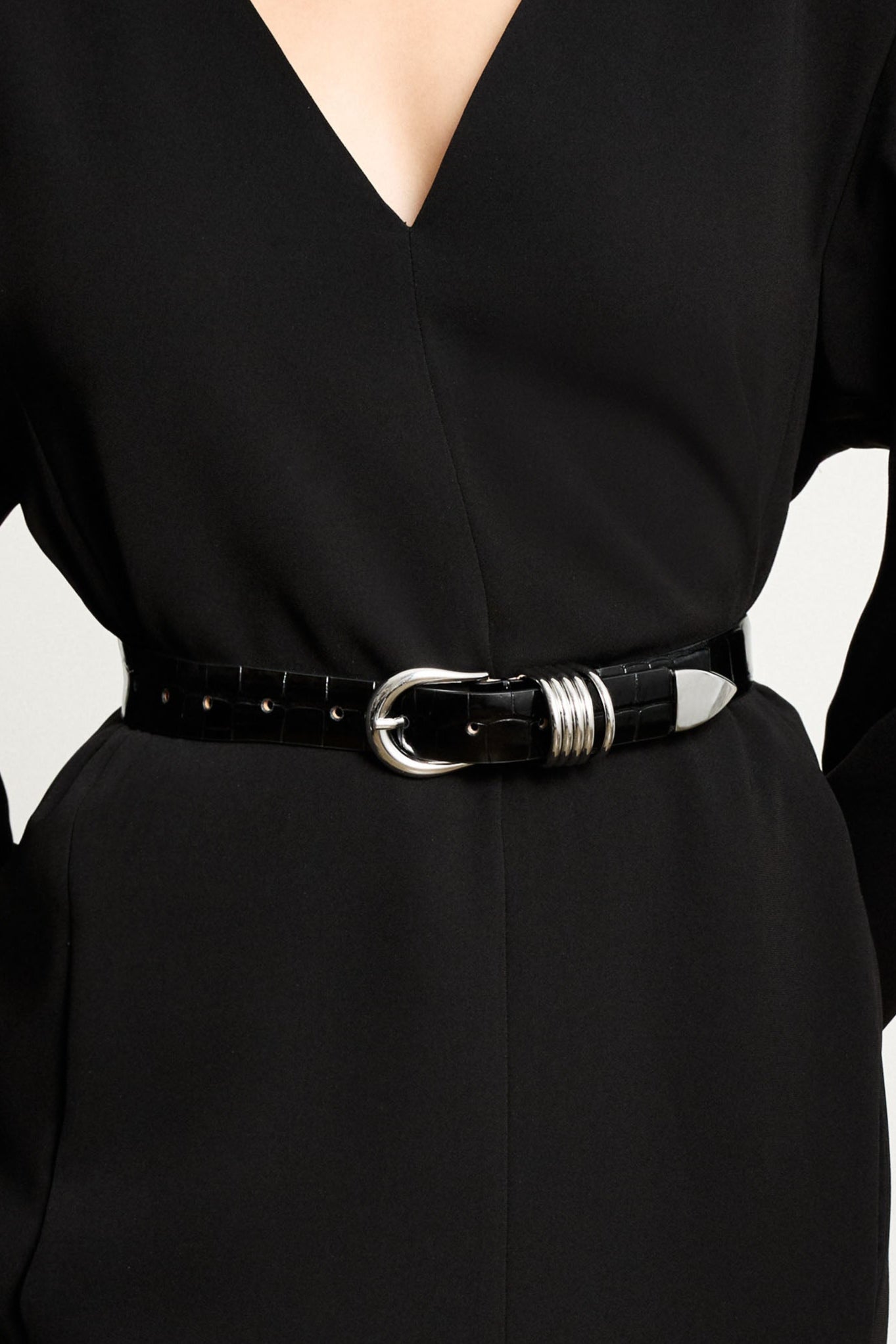 Hollyhock Black Croco Silver