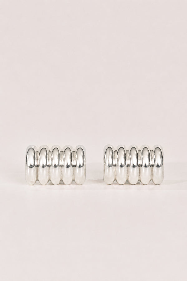 Hollyhock Silver Earrings Large