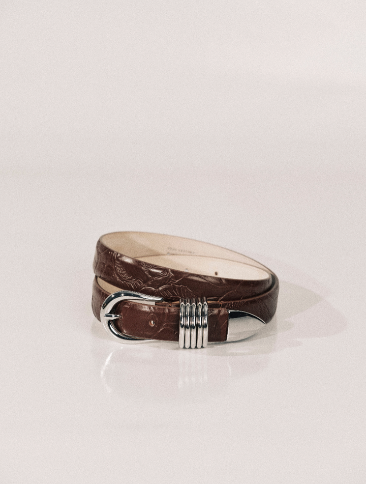 Hollyhock Embossed Floral Mahogany Silver