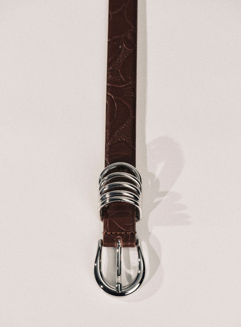 Hollyhock Embossed Floral Mahogany Silver
